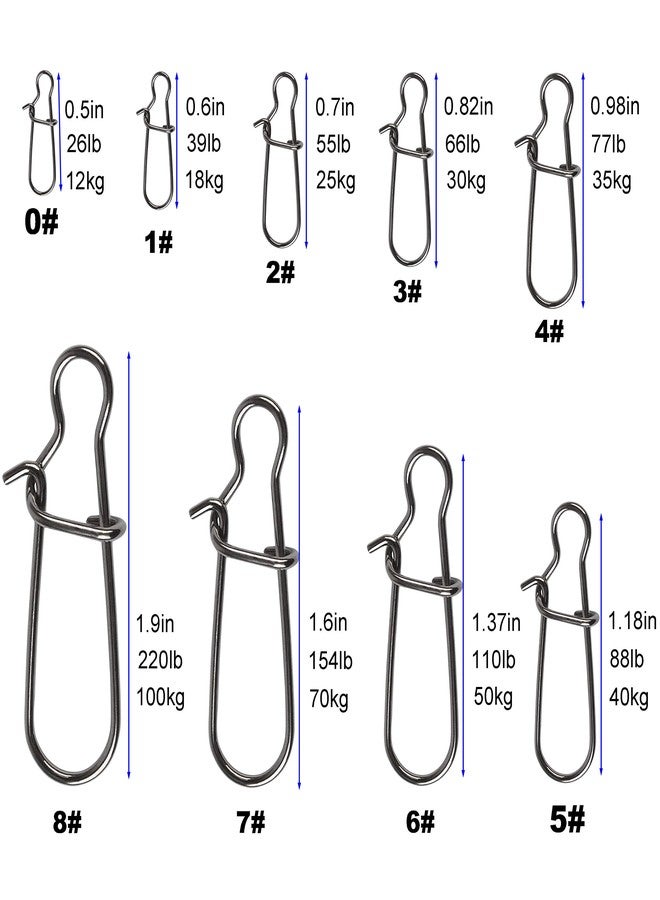 Shaddock Fishing Easy Catch 100 Count Pack Duo Lock Snaps Size 0#-8# Black Nice Snap Swivel Slid Rings Stainless Steel USA Fishing Tackle Kit - Test: 26LB-220LB (0#-26LB- 100PCS) (8#-220LB-100PCS) - Image 2
